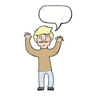 cartoon terrified man with speech bubble N184