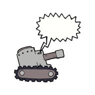 cartoon army tank with speech bubble N5