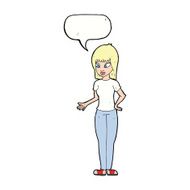 cartoon woman explaining with speech bubble N41