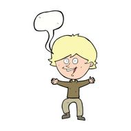 cartoon happy boy laughing with speech bubble N26
