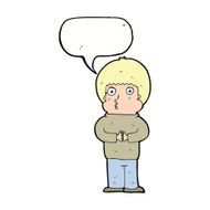 cartoon shy boy with speech bubble N18