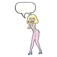 cartoon surprised woman with speech bubble N209