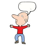 cartoon worried middle aged man with speech bubble N9