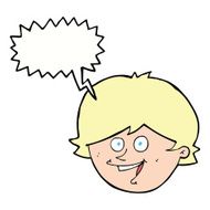 cartoon happy boy face with speech bubble N42