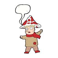 cartoon magical mushroom man with speech bubble N9