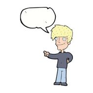 cartoon man pointing with speech bubble N169