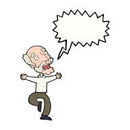 cartoon old man having a fright with speech bubble N9