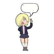 cartoon cool girl giving peace sign with speech bubble N9