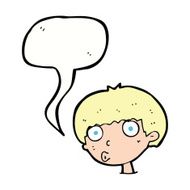 cartoon surprised boy with speech bubble N24