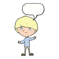 Cartoon happy boy with speech bubble N200