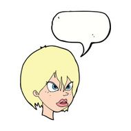 cartoon annoyed woman with speech bubble N158