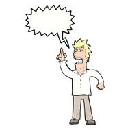 cartoon angry man making point with speech bubble N9