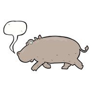 cartoon hippopotamus with speech bubble N8