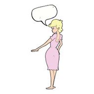 cartoon pretty woman looking at nails with speech bubble N9