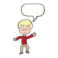 cartoon happy man waving with speech bubble N35
