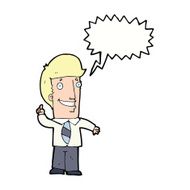 cartoon office man with idea speech bubble N7