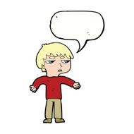 cartoon annoyed boy with speech bubble N34