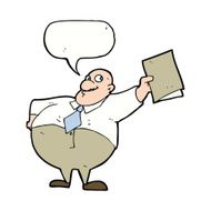cartoon happy boss with file speech bubble N9