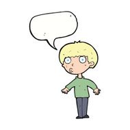cartoon surprised boy with speech bubble N25