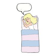 cartoon sleeping woman with speech bubble N9