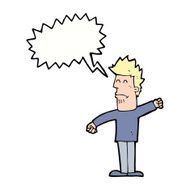 cartoon stressed man with speech bubble N60