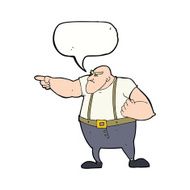 cartoon angry tough guy pointing with speech bubble N9