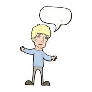cartoon worried man with speech bubble N83