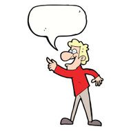 cartoon man pointing and laughing with speech bubble N25