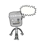 cartoon funny robot with speech bubble N68