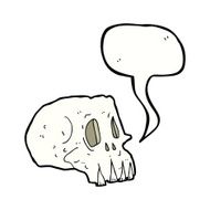 cartoon spooky skull with speech bubble N125