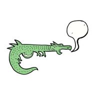 cartoon medieval dragon with speech bubble N8