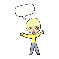 cartoon waving woman with speech bubble N133