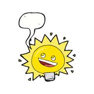cartoon electric light bulb with speech bubble