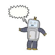 cartoon funny robot with speech bubble N69