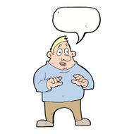 cartoon excited overweight man with speech bubble N9