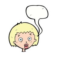 cartoon shocked woman with speech bubble N85