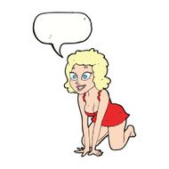 cartoon funny sexy woman with speech bubble N8