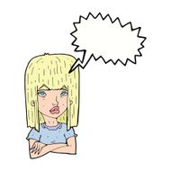 cartoon girl with folded arms speech bubble N9