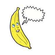 cartoon happy banana with speech bubble N3