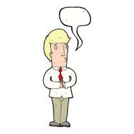 cartoon nervous man with speech bubble N119