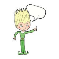 cartoon magic christmas elf with speech bubble N9