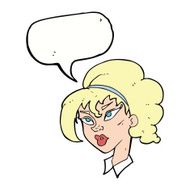 cartoon pretty woman with speech bubble N234