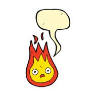 cartoon friendly fireball with speech bubble N16