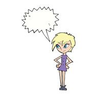 cartoon girl with hands on hips speech bubble N17