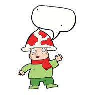 cartoon mushroom man with speech bubble N9