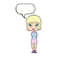 cartoon shy girl with speech bubble N9