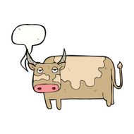 cartoon cow with speech bubble N34