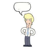 cartoon happy man with speech bubble N396