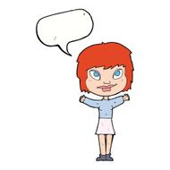 cartoon woman waving arms with speech bubble N18