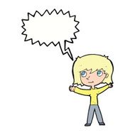 cartoon happy girl with speech bubble N76